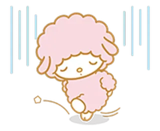 ☹ ovelha, triste, kawaii, fofo, personagem, rosa telegram sticker