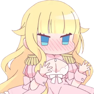 😳 Anime, Chibi, Słodkie, Blond, Rumieniec, Mundur, Postać telegram sticker