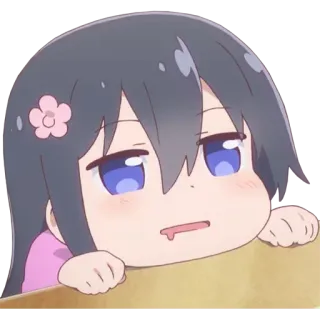 🤤 anime, girl, cute, cartoon, flower, sleepy whatsapp sticker