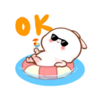 👌 OK słodki, kot, basen, relaks, kreskówka whatsapp sticker