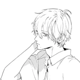 😓 anime, manga, boy, portrait, black and white telegram sticker