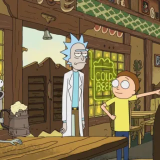 🛸 Rick Sanchez Rick and Morty COLD BEER rick and morty, bier, cartoon, animiert telegram sticker