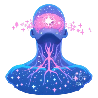 🌌 brain, stars, head, anatomy, body, pink, blue telegram sticker
