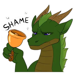 😠 SHAME Drache, Scham, Glocke, Cartoon, Sticker telegram sticker