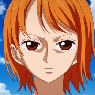 😠 Nami One Piece 动漫, 海盗, 航海家, 橘色头发, 坚决 telegram sticker