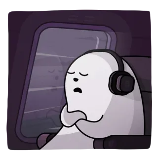 ⏩ fantasma, sonno, cuffie, viaggio, carino, cartone animato whatsapp sticker