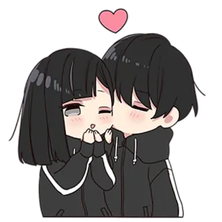 😘 Anime, Couple, Amour, Baiser, Dessin animé, Romance, Coeur telegram sticker