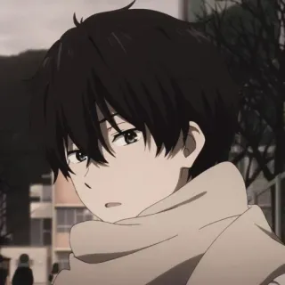 💞 Anime, Ragazzo, Sciarpa, Ritratto telegram sticker