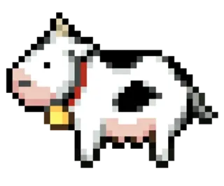 🤍 cow, animal, pixel art, farm, domestic animal, livestock, mammal telegram sticker