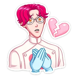 💔 traurig, Liebeskummer, Anime, Cartoon, rosa Haare, Charakter, Emotionen, Liebe, gebrochenes Herz telegram sticker