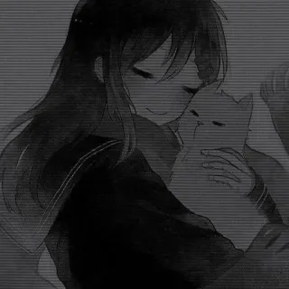 📓 Anime, Mädchen, Katze, Süß, Kawaii, Haustier, Liebe, Freundschaft telegram sticker