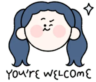 ☺️ YOU'RE WELCOME willkommen, gruß, freundlich, süß, cartoon, mädchen, positiv, zustimmend telegram sticker