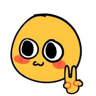 ✌ emoji, happy, cute, kawaii, peace sign, digital art, sticker telegram sticker