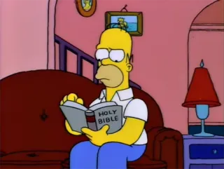 📖 Homer Simpson The Simpsons HOLY BIBLE 호머 심슨, 독서, 성경, 종교, 심슨 가족, 만화 telegram sticker