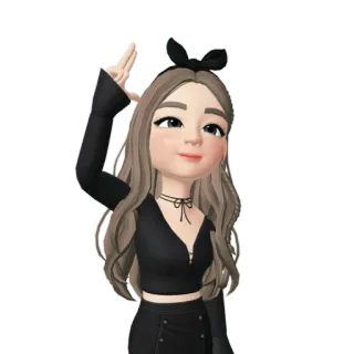🖤 avatar, cartoon, girl, greeting, waving whatsapp sticker