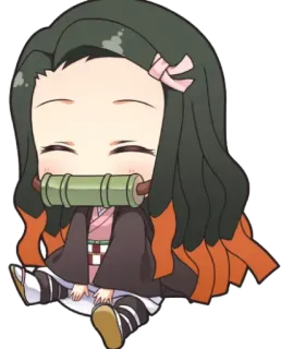 🥢 Nezuko Kamado Demon Slayer anime, chibi, cute, demon slayer, nezuko whatsapp sticker