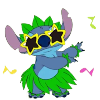 💃 Stitch Lilo & Stitch Alien, Hawaii, Hula, Tanzen, Cartoon, Süß telegram sticker