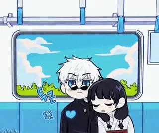 💙 두근 Anime, Coppia, Treno, Cartone animato, Chibi, Cuore, Carino telegram sticker