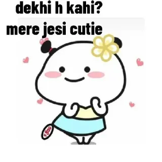 👀 dekhi h kahi? mere jesi cutie fofo, adorável, personagem, desenho animado telegram sticker