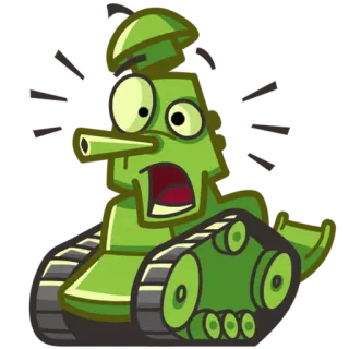 😨 panzer, cartoon, fahrzeug, militär, krieg, grün whatsapp sticker