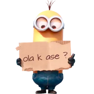 ✋ Minion Despicable Me ola k ase ? minion, cartoon, hello, greetings telegram sticker