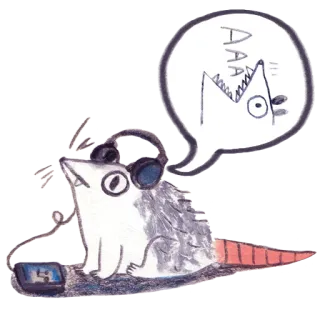 🎵 AAA opos, słuchanie muzyki, słuchawki, zwierzę, kreskówka telegram sticker