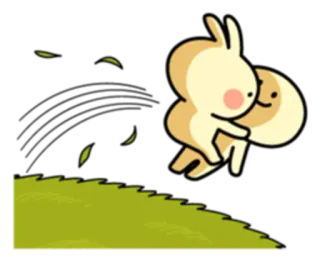 💕 lapin, amis, herbe, dessin animé, câlin, mignon telegram sticker