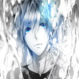 😢 Anime, Menino, Arte, Triste, Mangá, Ilustração, Arte digital telegram sticker