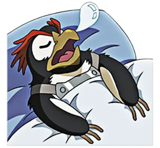 😴 penguin, sleeping, cartoon, bed, pillow, tired, dreaming telegram sticker