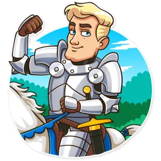 💪 cavaleiro, armadura, cavalo, medieval, desenho animado, cavaleiro telegram sticker