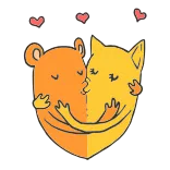 ❤️ animals, cartoon, heart, love, kiss, hug telegram sticker