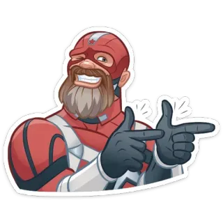 😉 Red Guardian Red Guardian, superhéroe, Marvel, guiño, pistola con los dedos, barba, máscara telegram sticker