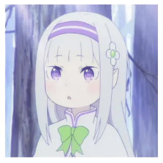 🥛 Emilia Re:Zero Anime, Elfo, Lindo, Chica, Pelo Blanco, Ojos Morados, Re:Zero, Emilia whatsapp sticker