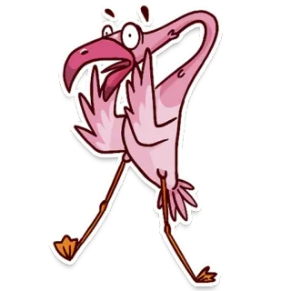 🦩 flamingo, desenho animado, pássaro, rosa, animal, tropical, engraçado telegram sticker