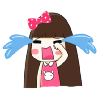 😭 Dessin animé, Pleurs, Triste, Fille, Larmes, Émotionnel telegram sticker