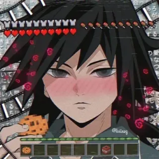 🌊 Giyu Tomioka Demon Slayer @huisz Anime, Minecraft, Videogioco, Cuore, Giapponese telegram sticker