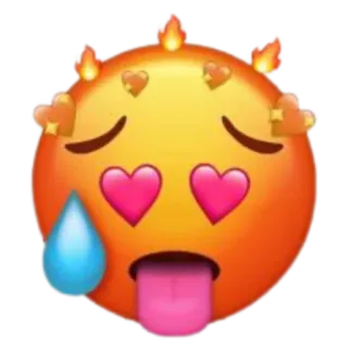 🥵 emoji, heart, fire, sweat, tongue telegram sticker