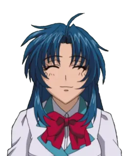 😊 Anime, Mädchen, blaue Haare, lächelnd, weiblich, Cartoon whatsapp sticker