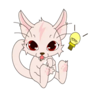 💡 gato, gatito, lindo, animal, bombilla, mascota, dibujo animado whatsapp sticker