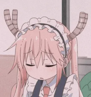 🐉 Tohru Miss Kobayashi's Dragon Maid anime, dragon, maid, kawaii, cute, pink hair, cartoon, fanart telegram sticker
