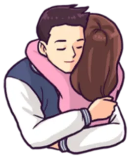 ❤️ hug, couple, love, affection, cartoon telegram sticker
