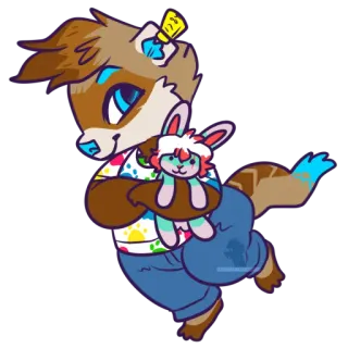 🐰 furry, animal, cartoon, cute, stuffed animal, digital art telegram sticker