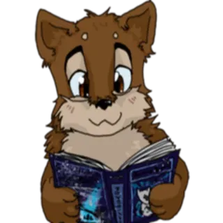 📚 antropomorficzny, lis, książka, czytanie, kreskówka, słodki, zwierzę telegram sticker
