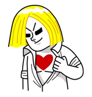 🌝 kartun, karakter, stiker, hati, pirang telegram sticker