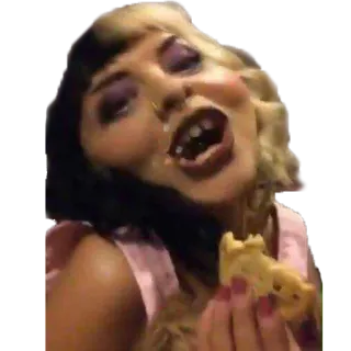 🍪 comiendo, melanie martinez, cantante, mujer, comida telegram sticker