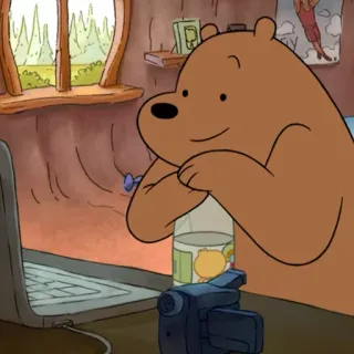 🤙 Grizzly Bear We Bare Bears Мультфильм, Медведь, Вся правда о медведях, Гризли, Животное, Анимация, Комедия whatsapp sticker