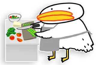 👨‍🍳 cooking, pelican, bird, food, vegetables, chef telegram sticker