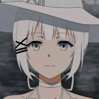 ✨ Anime, Portret, Personage, Meisje, Wit Haar, Hoed, Digitale Kunst telegram sticker