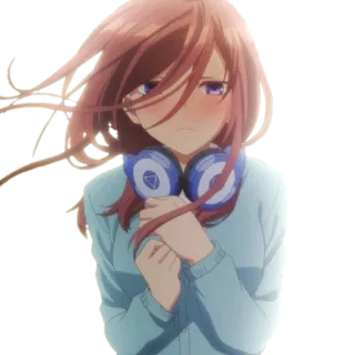 😊 Miku Nakano The Quintessential Quintuplets anime, manga, Miku Nakano, The Quintessential Quintuplets, character, headphones, cute telegram sticker