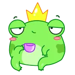 ☕️ лягушка, корона, чай, животное, мультфильм, милый telegram sticker